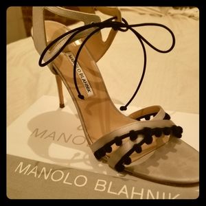 Manolo Satin Tie Sandals